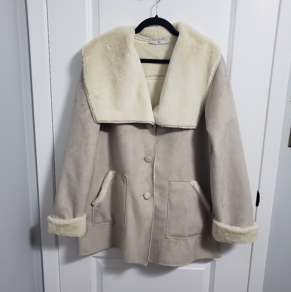 Signature Collection Jackets & Blazers - SIGNATURE COLLECTION Faux Suede Faux Fur Jacket Coat